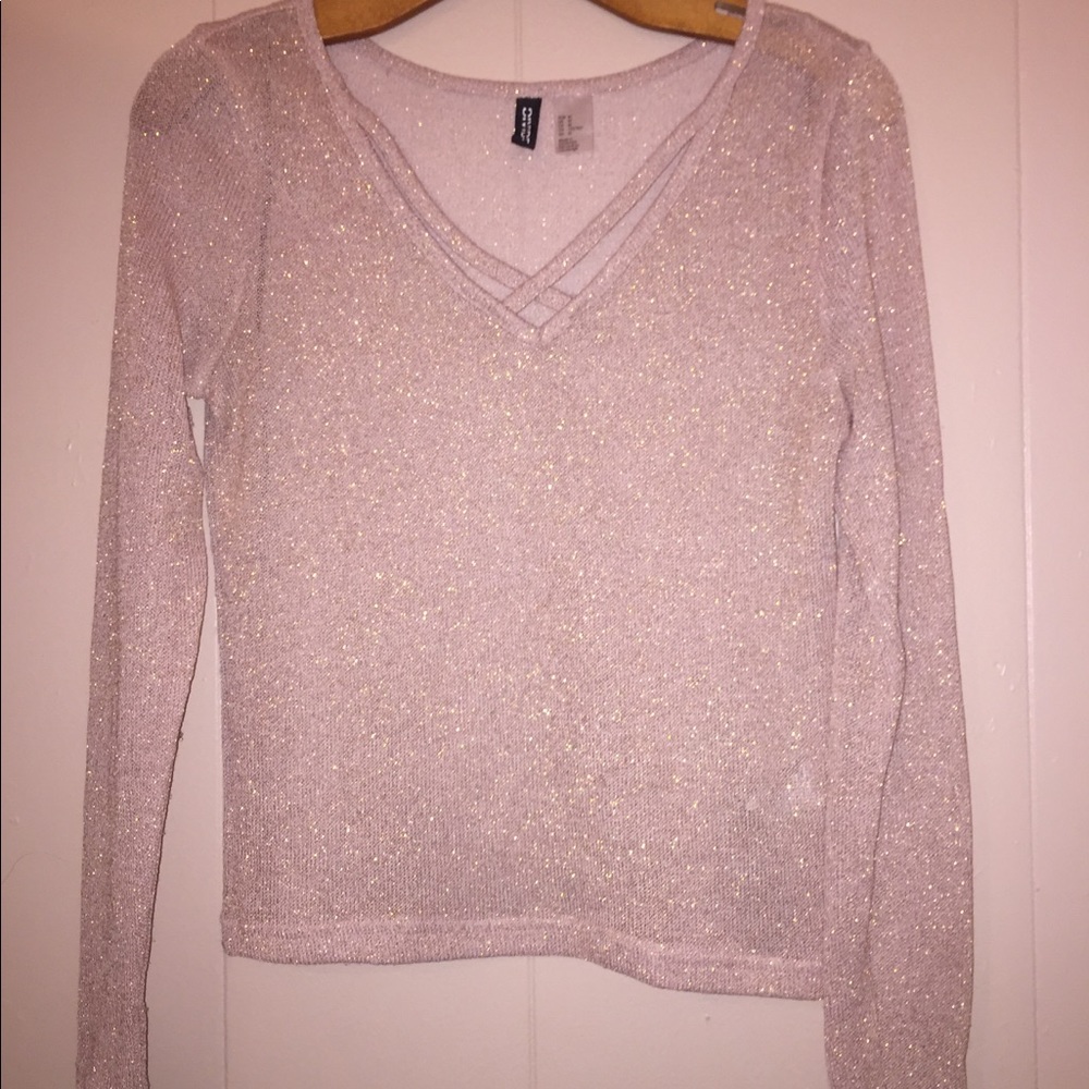 H&M Sparkly Rose Gold Top